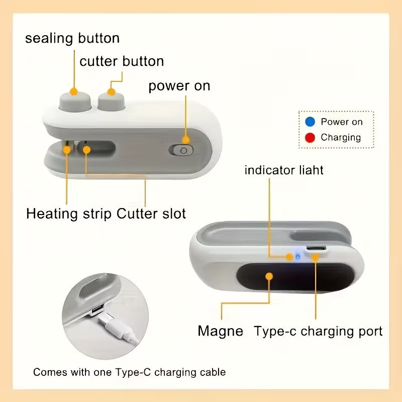 [bynest] rechargeable food bag sealer/cutter